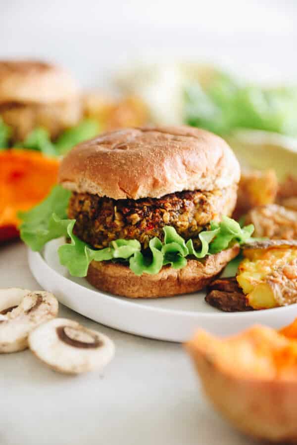 Mushroom Sweet Potato Veggie Burgers - The Healthy Maven