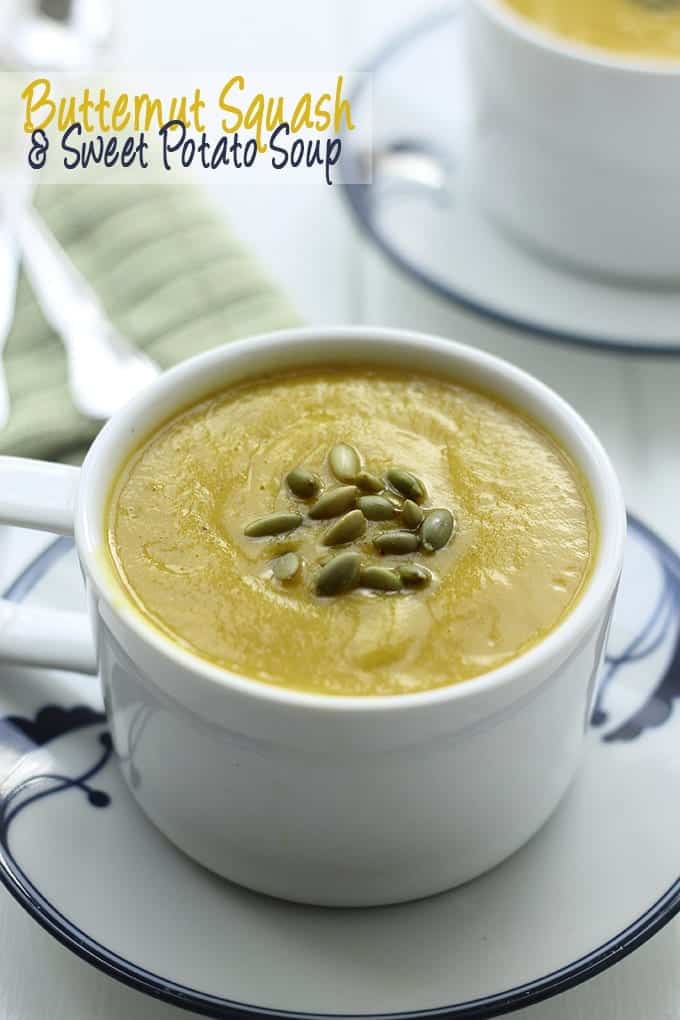 Butternut Squash and Sweet Potato Soup - a sweet and zesty soup to keep you warm through the Fall and Winter months!