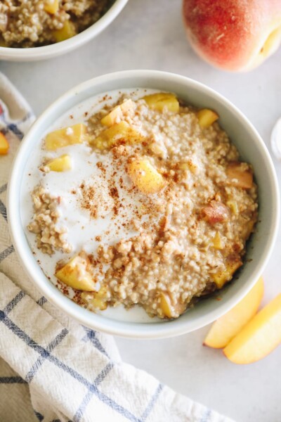 Instant Pot Steel Cut Oats with Peaches - The Healthy Maven