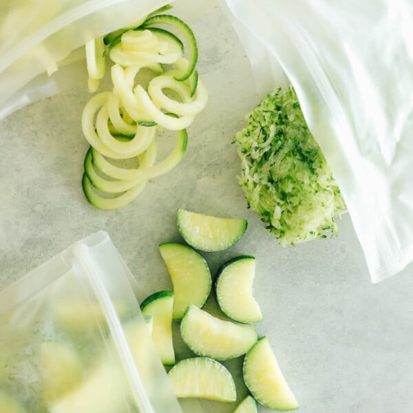 frozen zucchini - 3 ways in a stasher bags