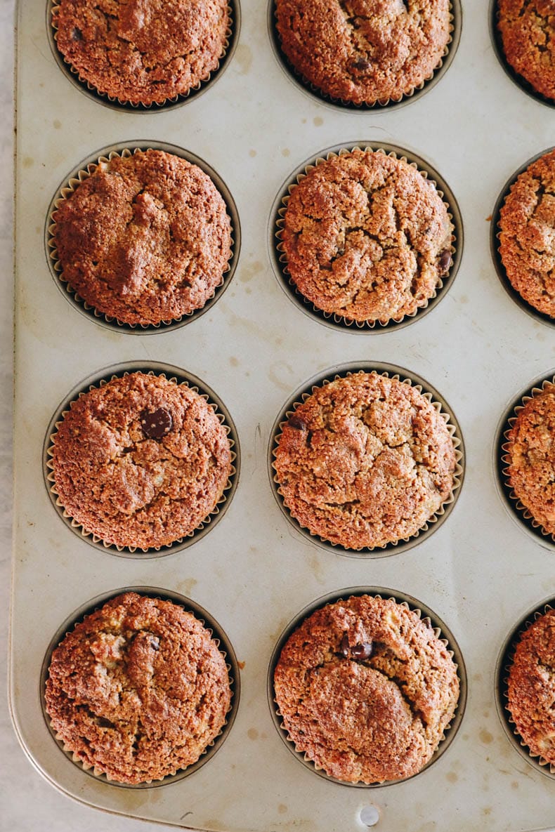 up close image of muffins in a muffin pan.