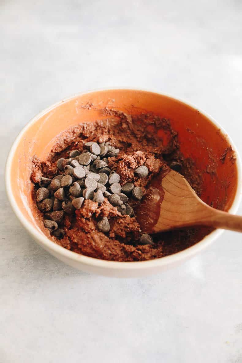 protein brownie batter in a bowl.