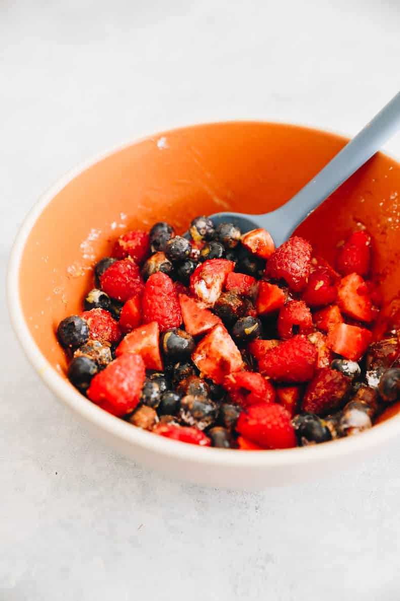 berry galette filling in a mixing bowl.